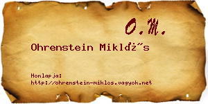 Ohrenstein Miklós névjegykártya